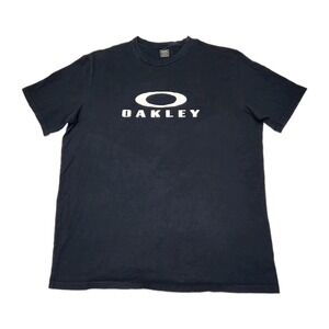 Oakley Mens 2XL Black Logo T Shirt Regular Fit Made in Mexico Short Sleeve